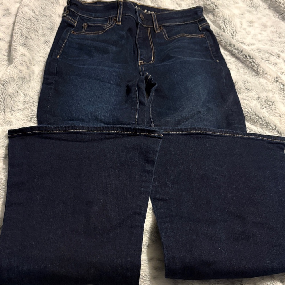 American Eagle Dark Blue Women's  Super High Rise Flare Jeans